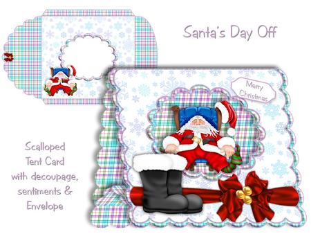 Santa's Day Off Scalloped Tent Card with Envelope