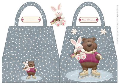 Out Skating Handbag Shaped Christmas Card