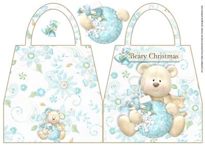 Beary Christmas Handbag Shaped Christmas Card