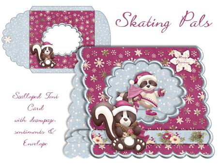 Skating Pals Scalloped Tent Card with Envelope