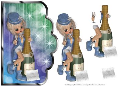 Happy New Year Scallope Edge Curve Card