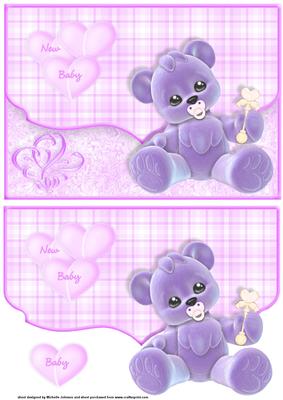 New Baby Fancy Edge Faux Envelope Card