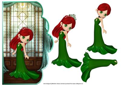 Pretty Green Eyes Scallope Edge Curve Card