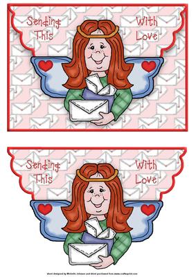 Angel with Love Scalloped Edge Faux Envelope Card