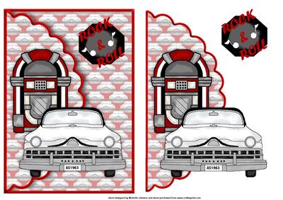 Rock and Roll for Him Scalloped Edge Faux Envelope Card
