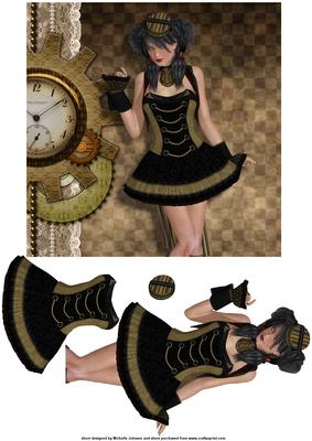 Saucy Steampunk Square Card Front with Decoupage
