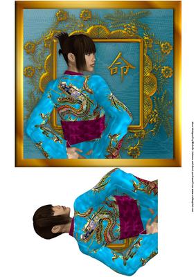 Oriental Lady in a Dragon Kimono Topper