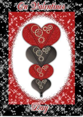 Steampunk Hearts A4 Valentines Card