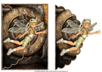 Steampunk Fairy Scalloped Edge Envelope Card