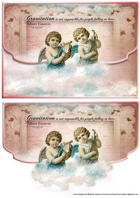 Gravitation Cherub Fancy Edge Faux Envelope Card