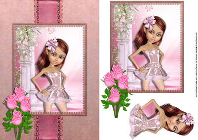 Pretty Ballerina Card Front with Decoupage