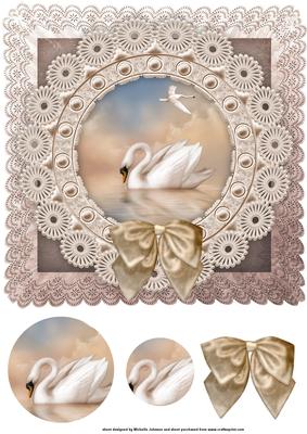 Beautiful Swans 8 x 8 Card with Circle Pyramage