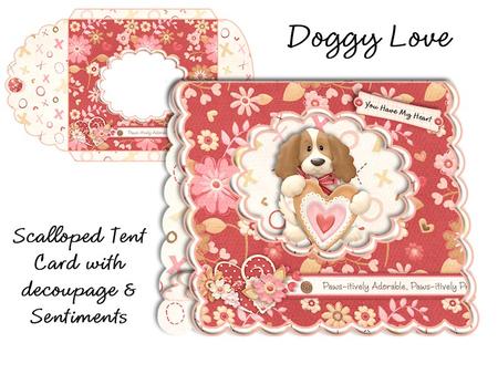 Doggy Love Scalloped Edge Tent Card with Envelope