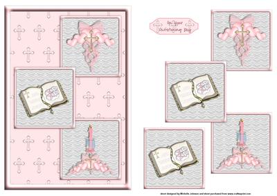 Girl Christening Three Square Card