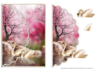 Swans in Love in the Orient Scalloped Edge Envelope Card