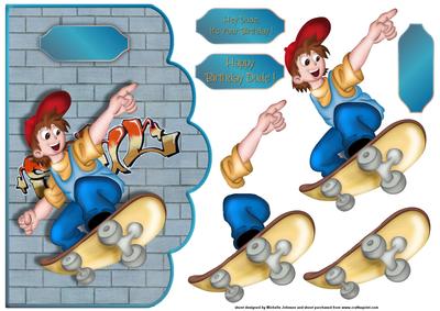 Skateboard Dude Scallope Curve Card