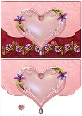 Hearts and Flowers Fancy Edge Envelope Card
