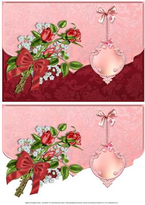 Red Roses and Baby Breath Fancy Edge Envelope Card