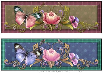 2 Butterfly and Flowers Large Dl Toppers