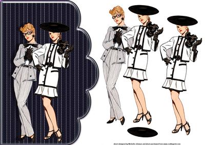 Here Come the Girls Scallope Edge Curve Card