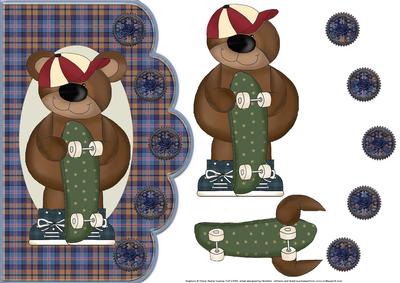 Skateboard Bear Scallope Edge Curve Card