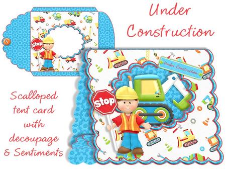 Under Construction (multi Uses) Scalloped Tent Card