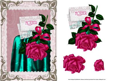 A Rose for Mum Card Front with Decoupage