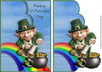 Over the Rainbow St Patricks Scalloped Faux Envelope Card