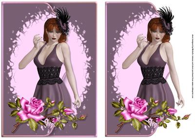 Elegant Red Head Faux Envelope Card