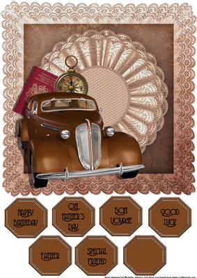 Old Vintage Brown Car 8 x 8 Card Front (multi Uses)