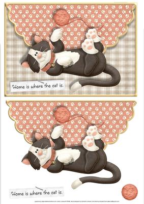 Home is Where the Cat is Scalloped Edge Faux Envelope Card