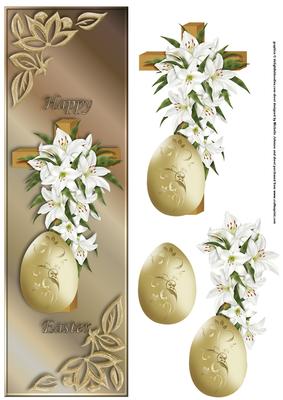 Easter Lilies, Cross and Egg Large Dl Card