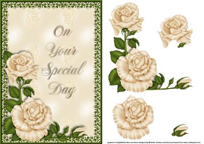 Roses Special Day Card Front with Decoupage