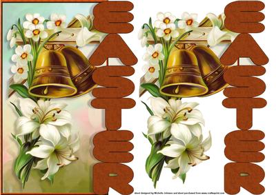 Vintage Lilies and Bells Easter Over the Side Card