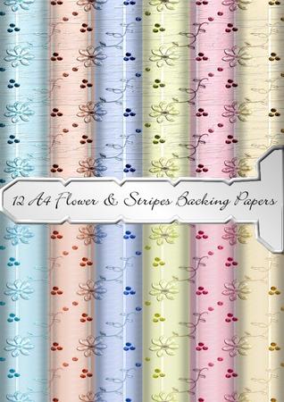 12 A4 Flower and Stripe Bcking Papers