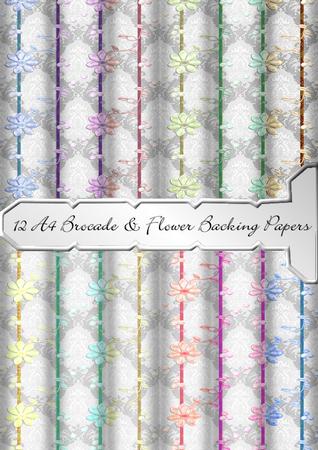 12 A4 Brocade and Flower Backing Papers