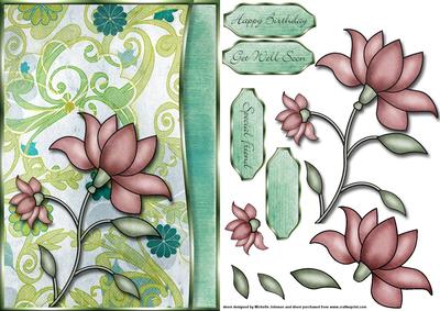 Retro Flower Card Front with Decoupage