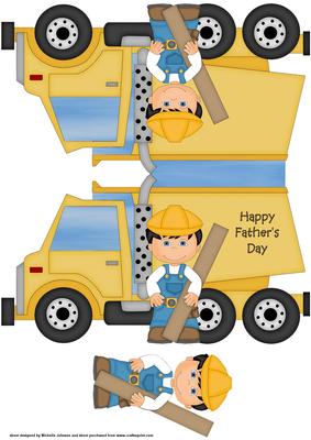 Construction Worker Truck Shaped Card