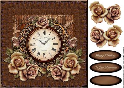 Roses Clock 8 x 8 Card Front