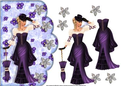 Vintage Lady, Floral Scallope Edge Curve Card