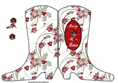 Merry Xmas Boot Shaped Card
