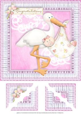 Caucasian Baby Girl 8 x 8 Corner Stacker Card