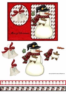 Merry Christmas Snowman Card Front