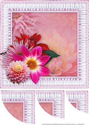 Pink Dahlias 8 x 8 Card Front with Corner Stacker