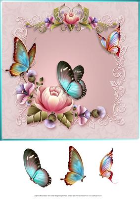 Pretty Butterflies 8 x 8 Card Front