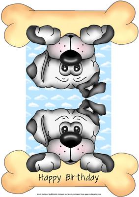 Dog and His Bone Shaped Card