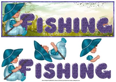 Fishing Large Dl Card with Decoupage