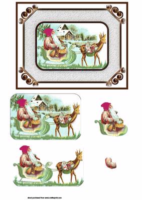 Santas Visiting Card Front with Decoupage