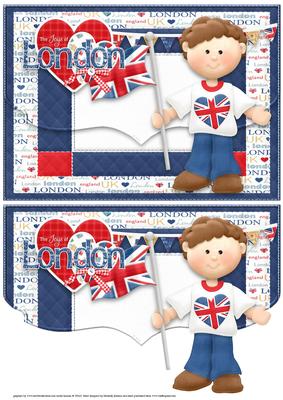London Boy Fancy Edge Faux Envelope Card