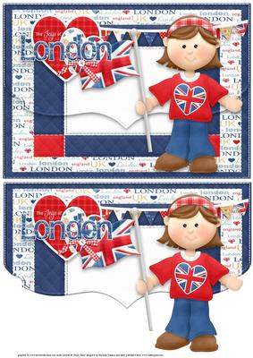London Girl Fancy Edge Faux Envelope Card